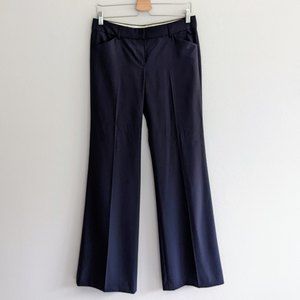 Theory Mark B Women Wool Blend Flare Trousers in Navy Blue Size US 6